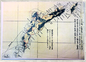 工樂松右衛門が渡った択捉の地図 写真